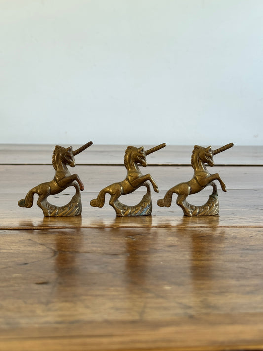 SINGLE Vintage Brass Unicorn Small Figurines