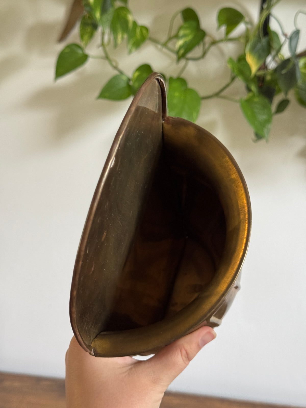 Pair of Vintage Brass Wall Plant Pockets - Wall Mounted Plant Holder Set of Two