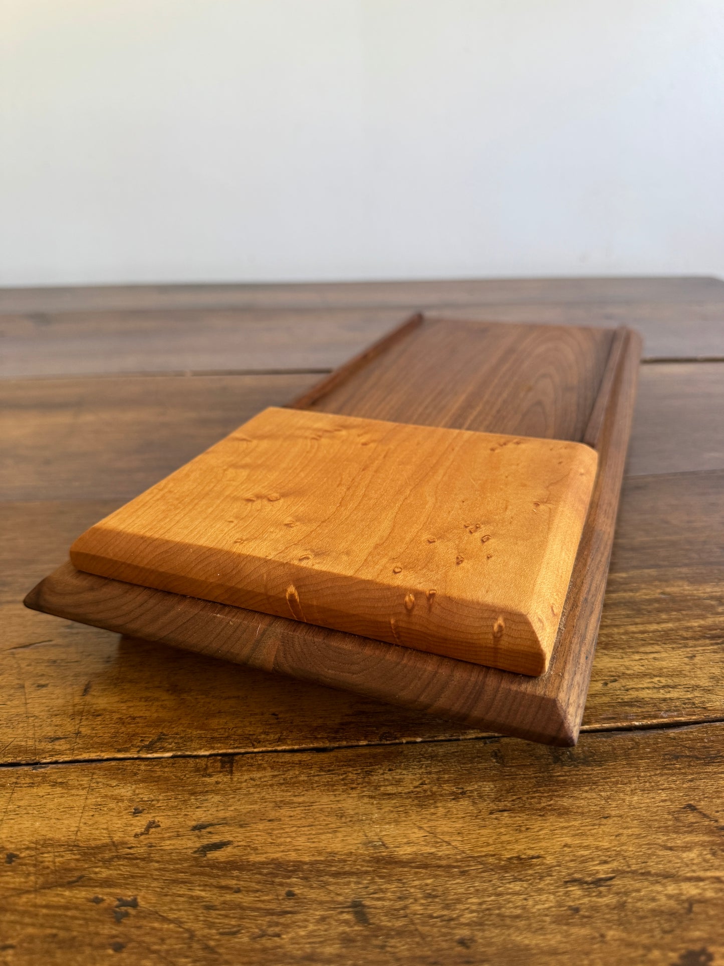 Wood Serving Board with Raised Platform and Edge Guards - Made in Canada