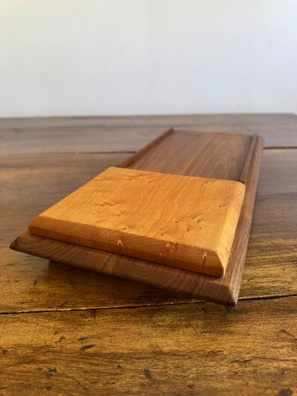 Wood Serving Board with Raised Platform and Edge Guards - Made in Canada