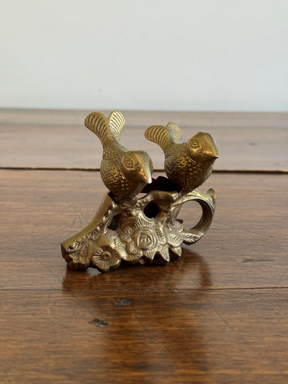 Vintage Brass Birds on Ornate Base - Brass Love Bird Figurine