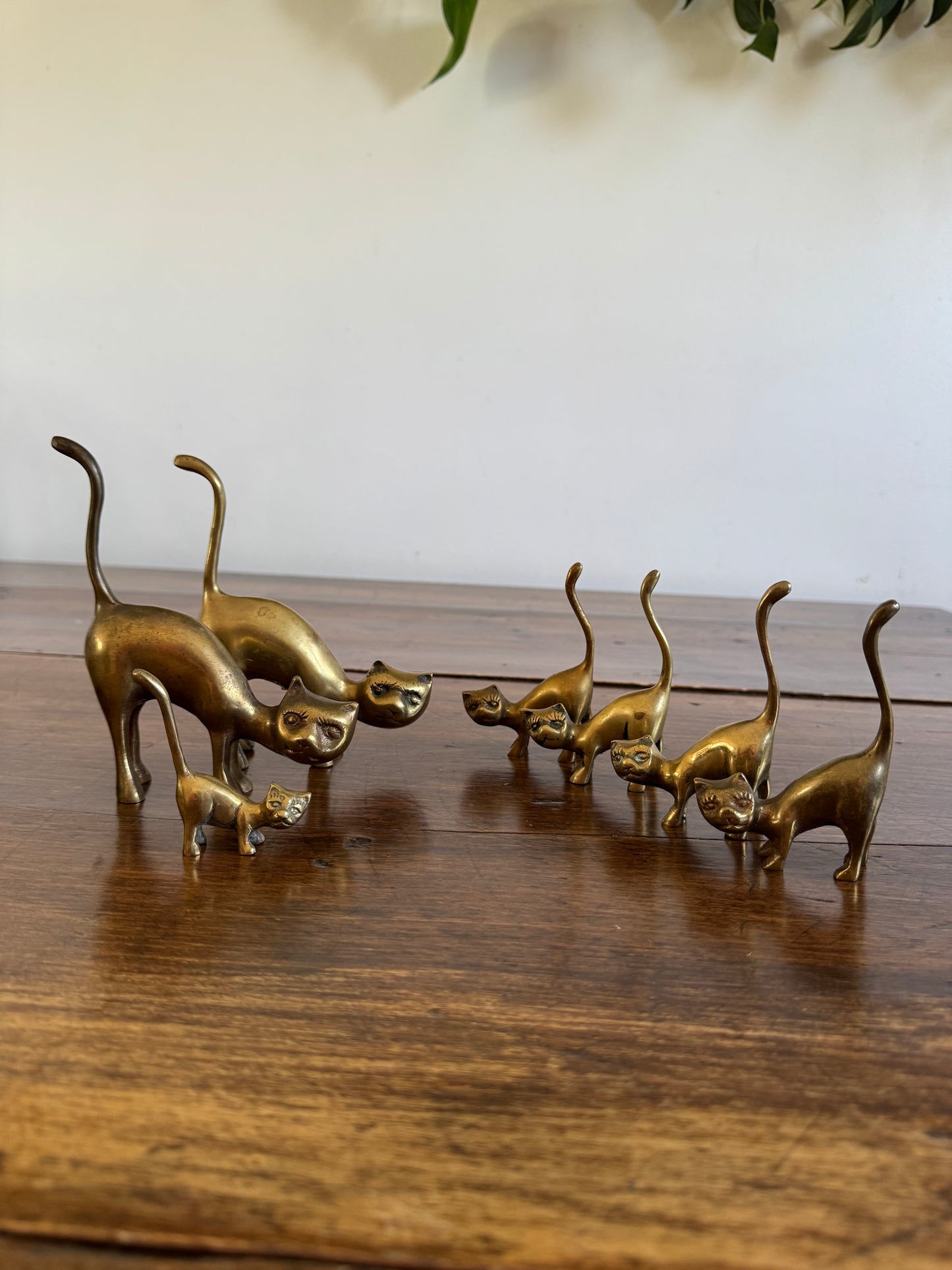 PICK ONE Vintage Brass Tail Up Cat Figurine - Cat Ring Holder