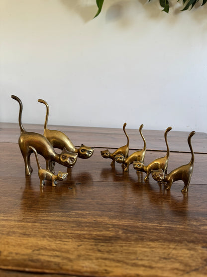 PICK ONE Vintage Brass Tail Up Cat Figurine - Cat Ring Holder