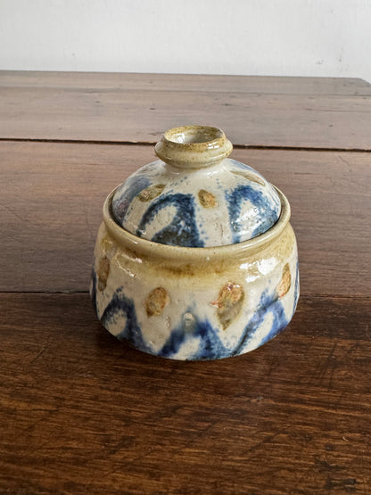 Small Pottery Garlic Keeper Jar with Lid and Air Holes at Base