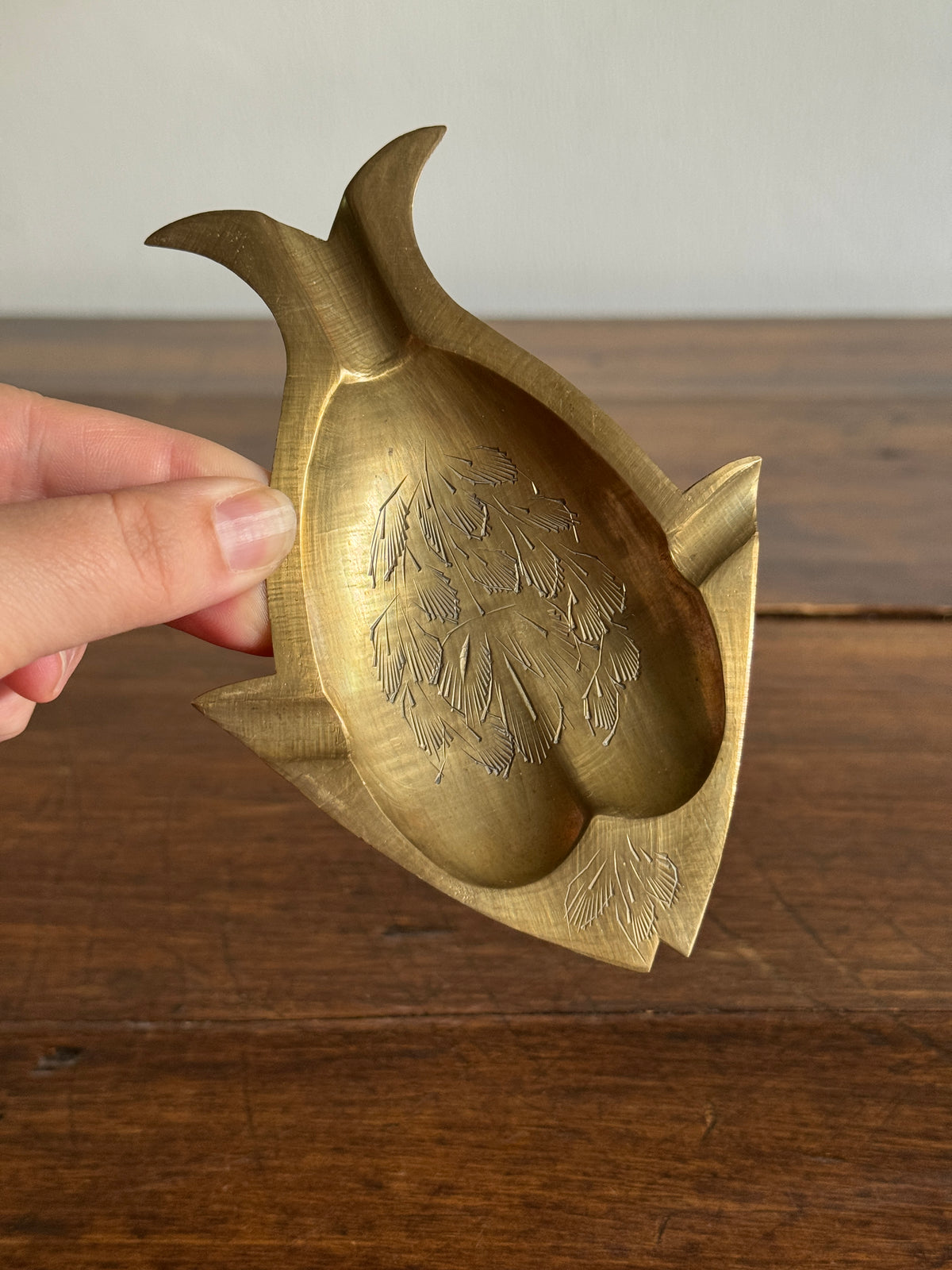 Small Vintage Brass Fish Ashtray - Fish Shaped Trinket Dish