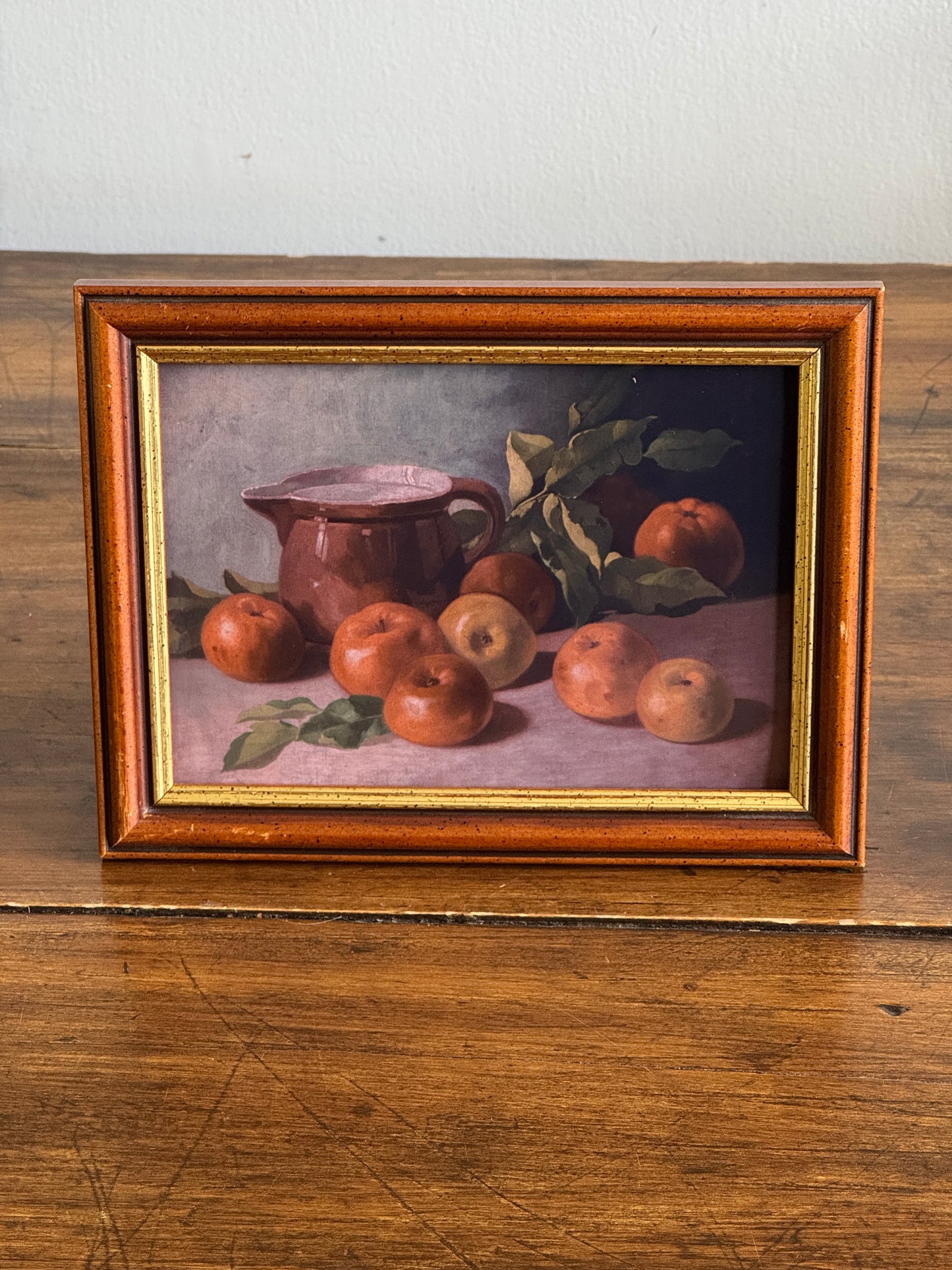 Vintage Wood with Gold Accent Photo Frame with Fruit and Pitcher Still Life Print