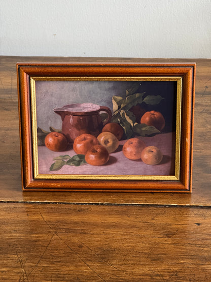 Vintage Wood with Gold Accent Photo Frame with Fruit and Pitcher Still Life Print