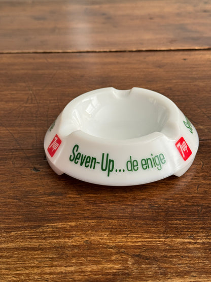 Vintage French Milk Glass 7-Up Ashtray by Opalex France