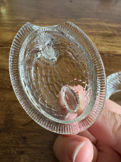 Mini Clear Glass Hen on Nest Salt Cellars - Lot of Four (Read)