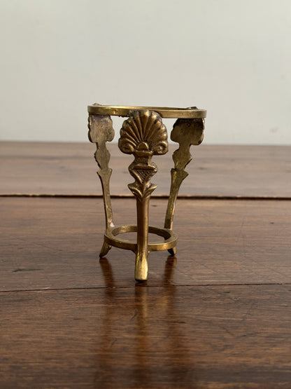 Small Brass Stand with Three Legs and Ornate Detailing