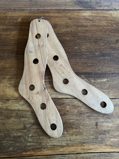 Vintage Pair of Wood Sock Stretchers on Hanger