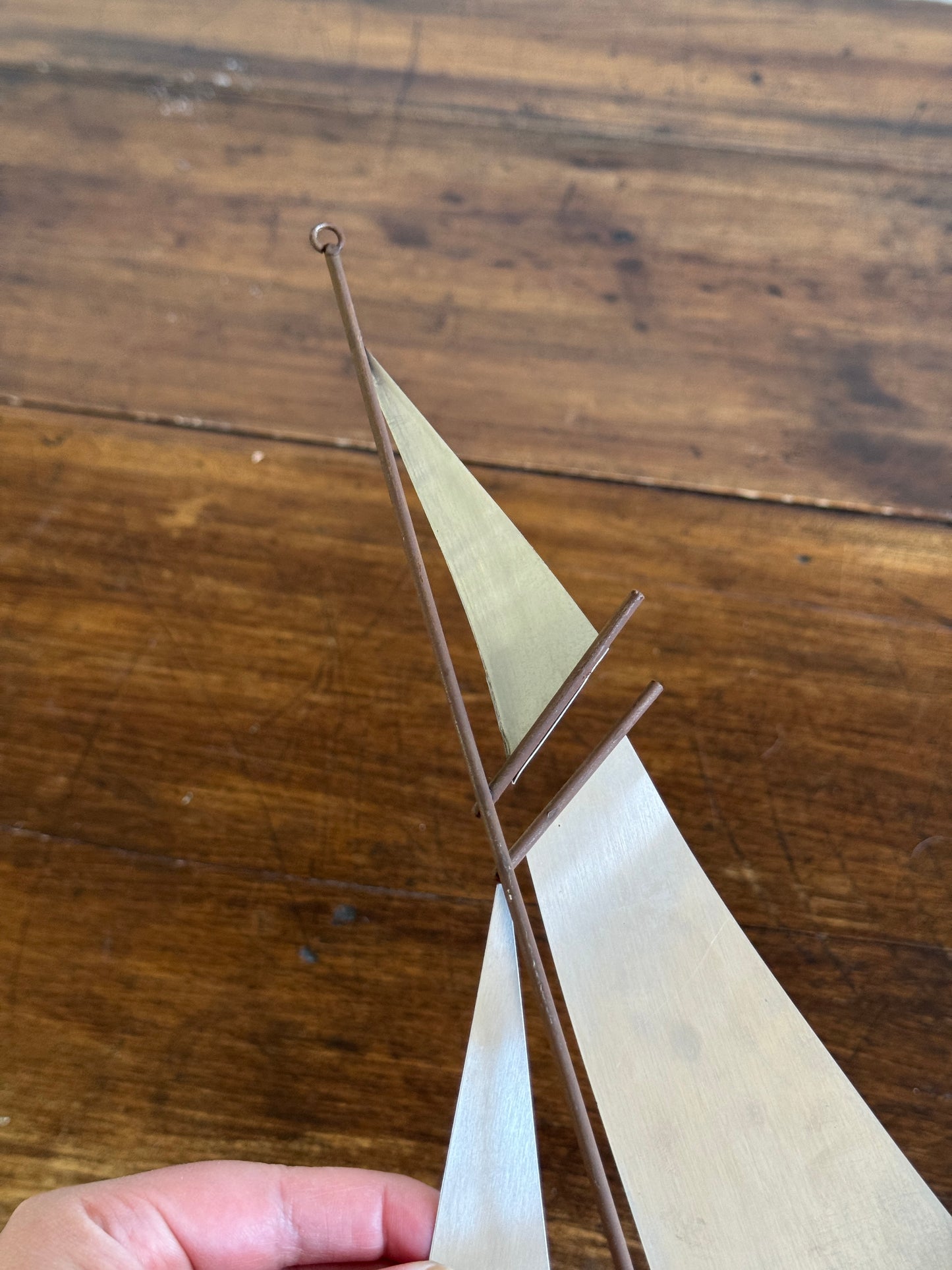 Vintage Brutalist Style Sailboat Metalwork Wall Art - Made in Canada