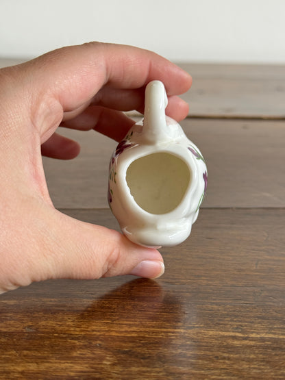 Vintage Ceramic Bird with Purple Flower Detailing - Swan Miniature Holder