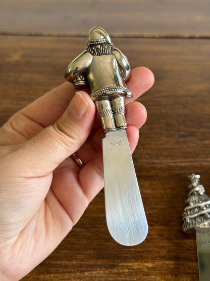 Set of Three Christmas Holiday Appetizer Stainless Steel Spreaders