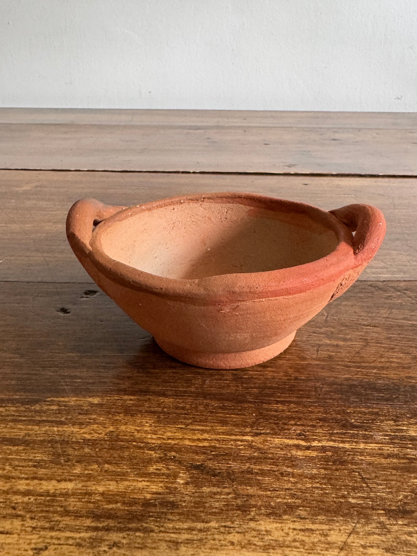 Terracotta Small Bowl with Double Handle and Organic Texture