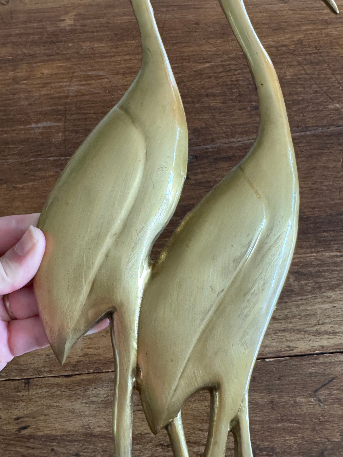 Vintage Brass Mid Century Bird Wall Hanger - Lacquered Brass Crane, Heron, Ibis Birds