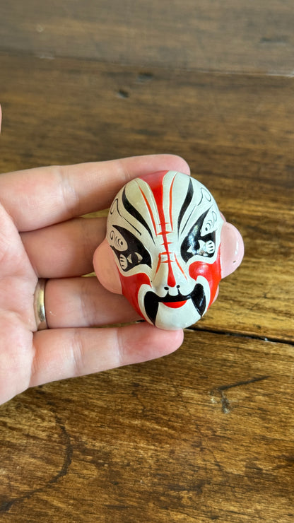 Vintage Hand Painted Beijing Opera Clay Miniature Masks - Made in China