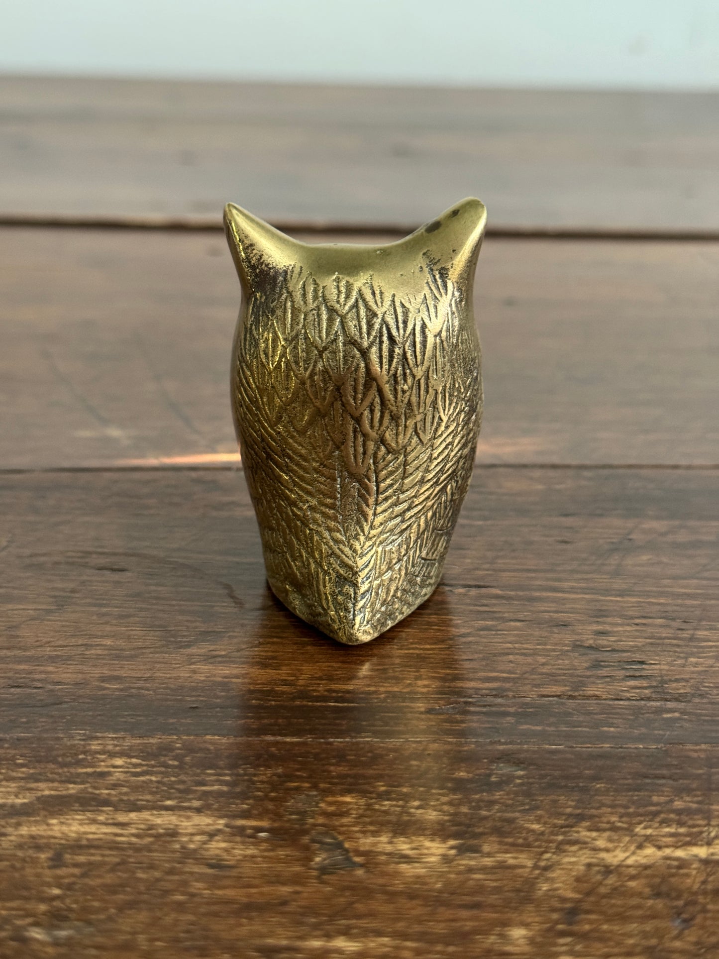 Chubby Brass Owl - Small Rounded Brass Owl Figurine