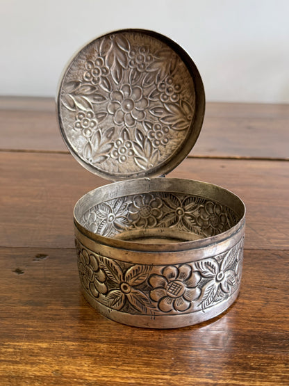Silver Plated Over Brass Lidded Trinket Box