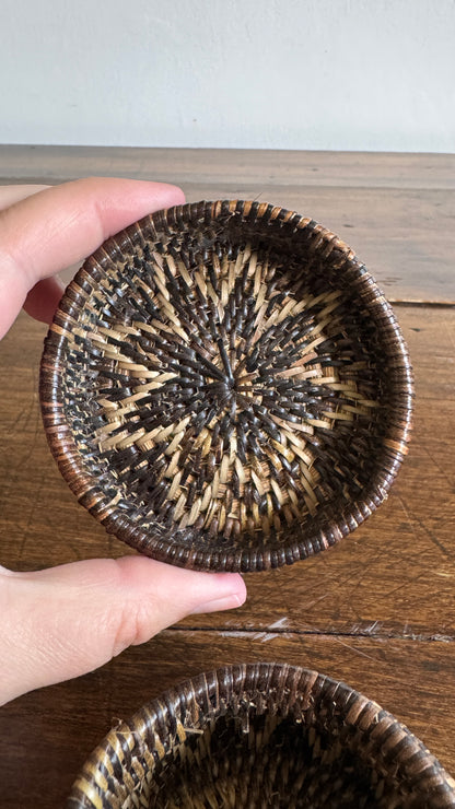 Miniature Woven Basket with Star Design and Neutral Colouring