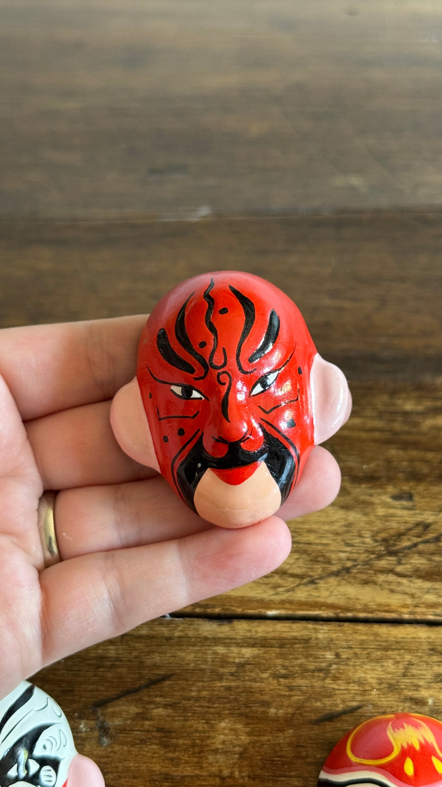 Vintage Hand Painted Beijing Opera Clay Miniature Masks - Made in China