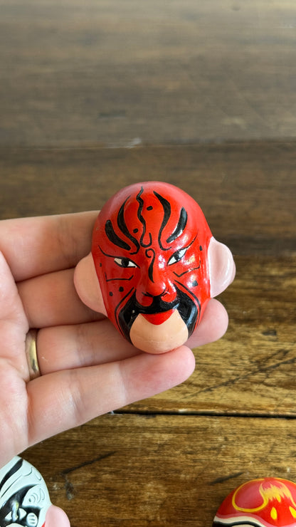 Vintage Hand Painted Beijing Opera Clay Miniature Masks - Made in China