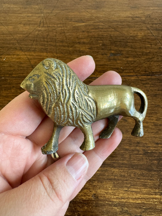 Small Vintage Brass Lion Figurine