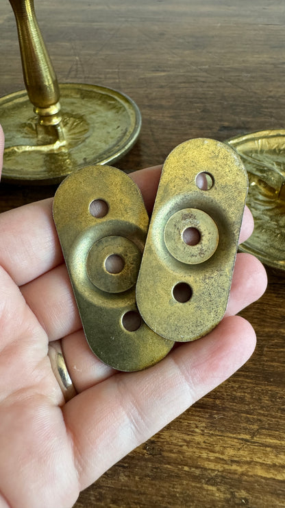 Vintage Pair of Brass Curtain Holders - Wall Mounted Curtain Stays