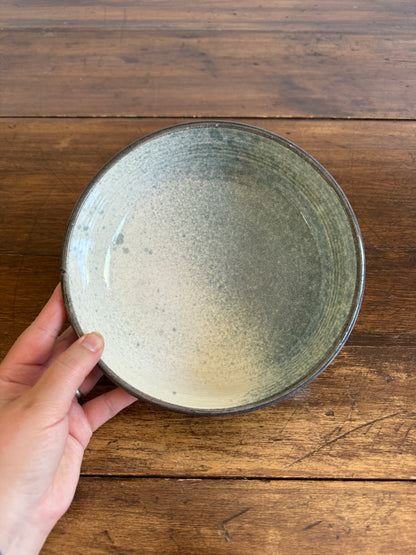 Vintage Blue and White Speckled Pottery Bowl