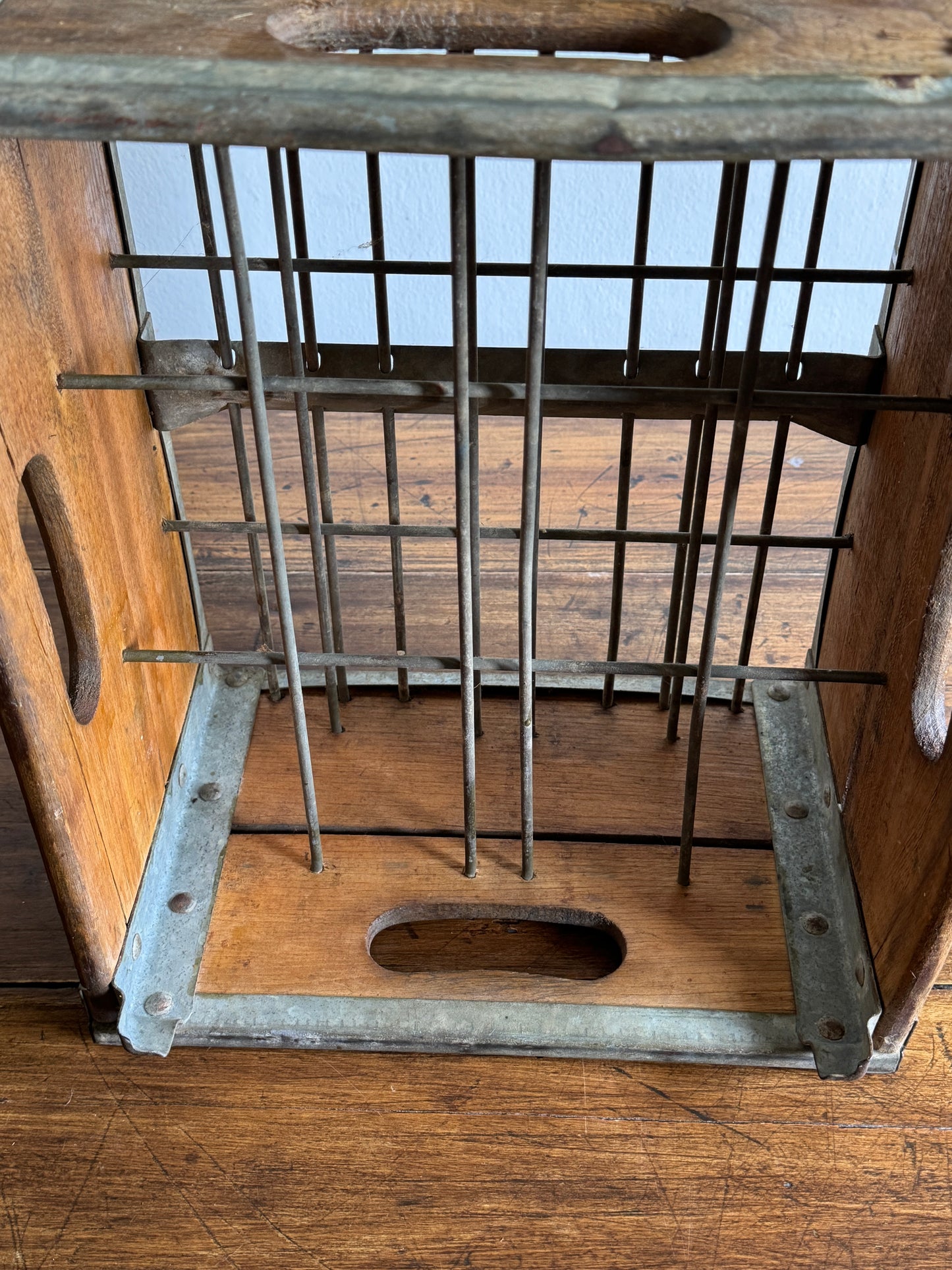 Vintage Ridge Dairy Milk Crate with Wood and Metal Construction
