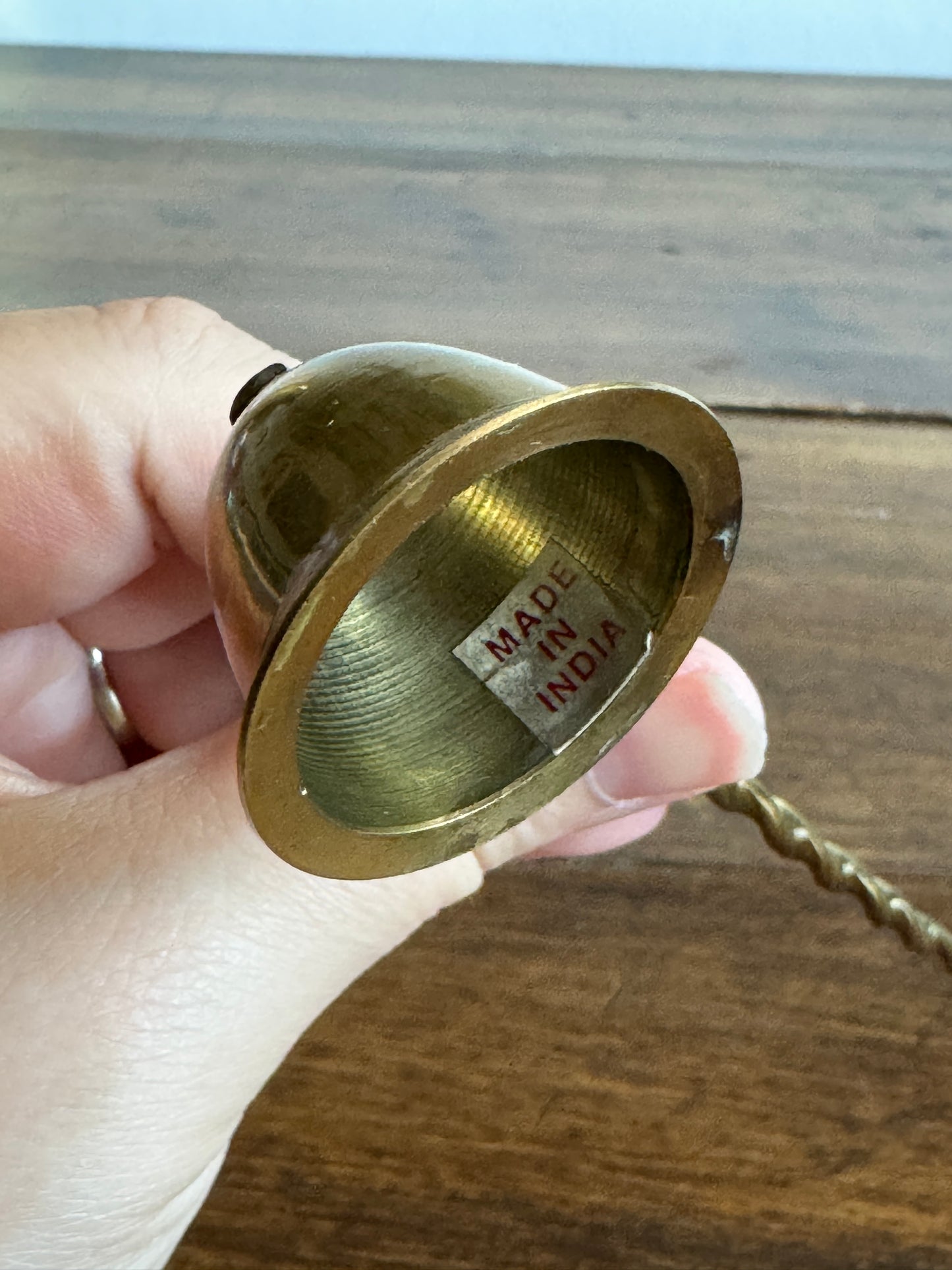 Vintage Brass Candle Snuffer with Fixed Cup and Twisted Post Design