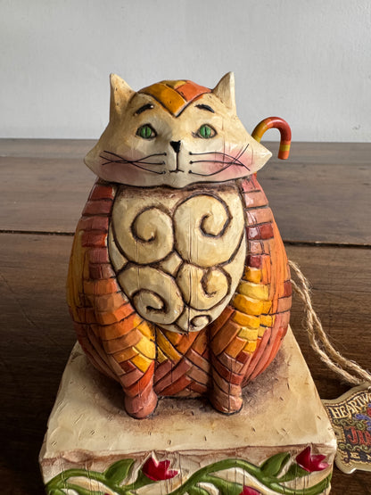 2003 Jim Shore Heartwood Creek Enesco Elijah Sitting Orange Cat Resin Figurine