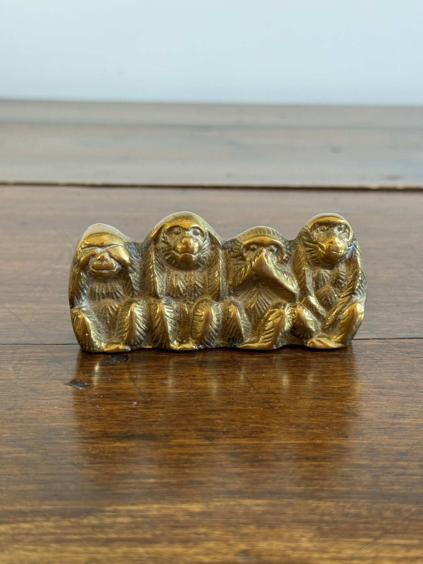 Vintage Brass Wise Monkey Figurine - See, Hear, Speak and Do No Evil Monkeys