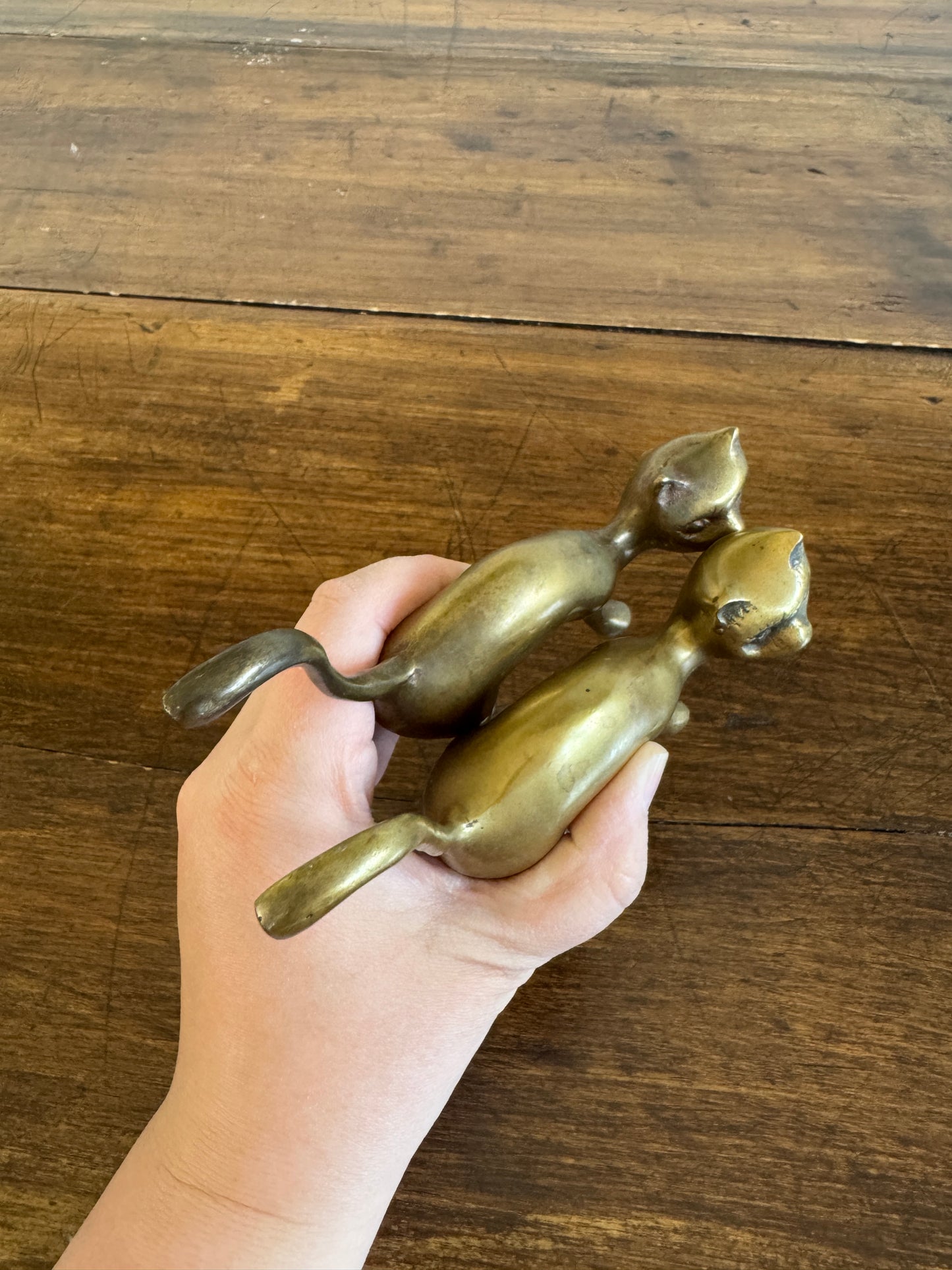 PICK ONE Vintage Brass Tail Up Cat Figurine - Cat Ring Holder