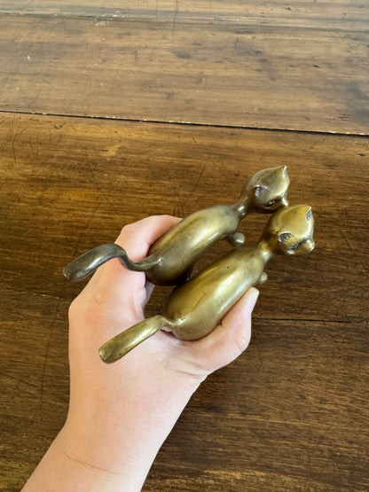 PICK ONE Vintage Brass Tail Up Cat Figurine - Cat Ring Holder