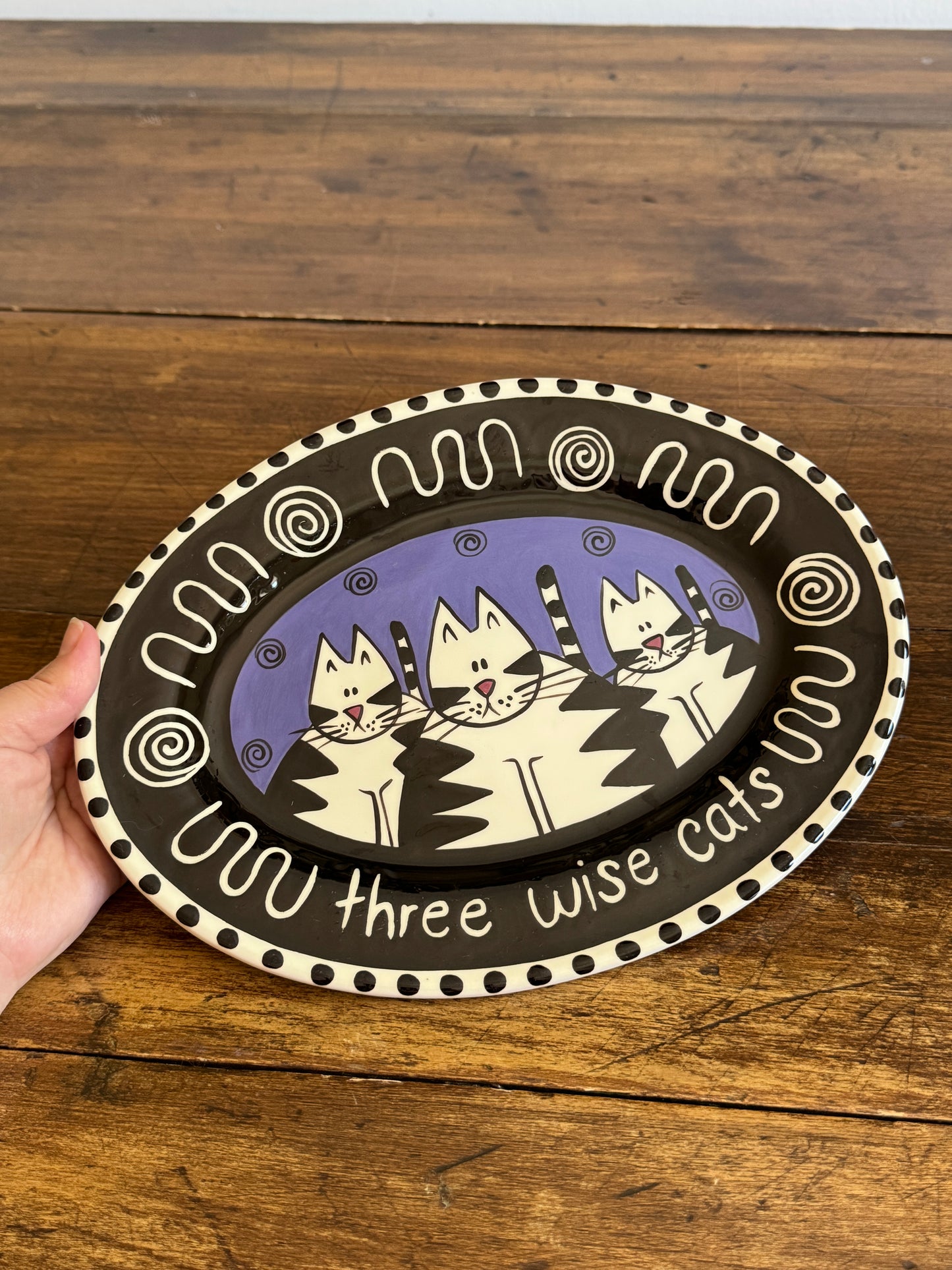 Three Wise Cats Plate by Catfish Moon Nova Scotia - Made in Canada