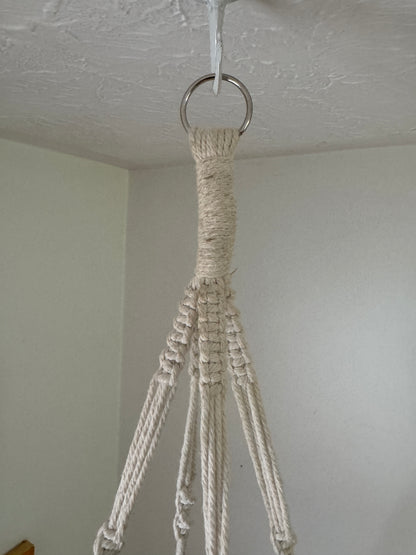 White Macrame Plant Pot Hanging Holder