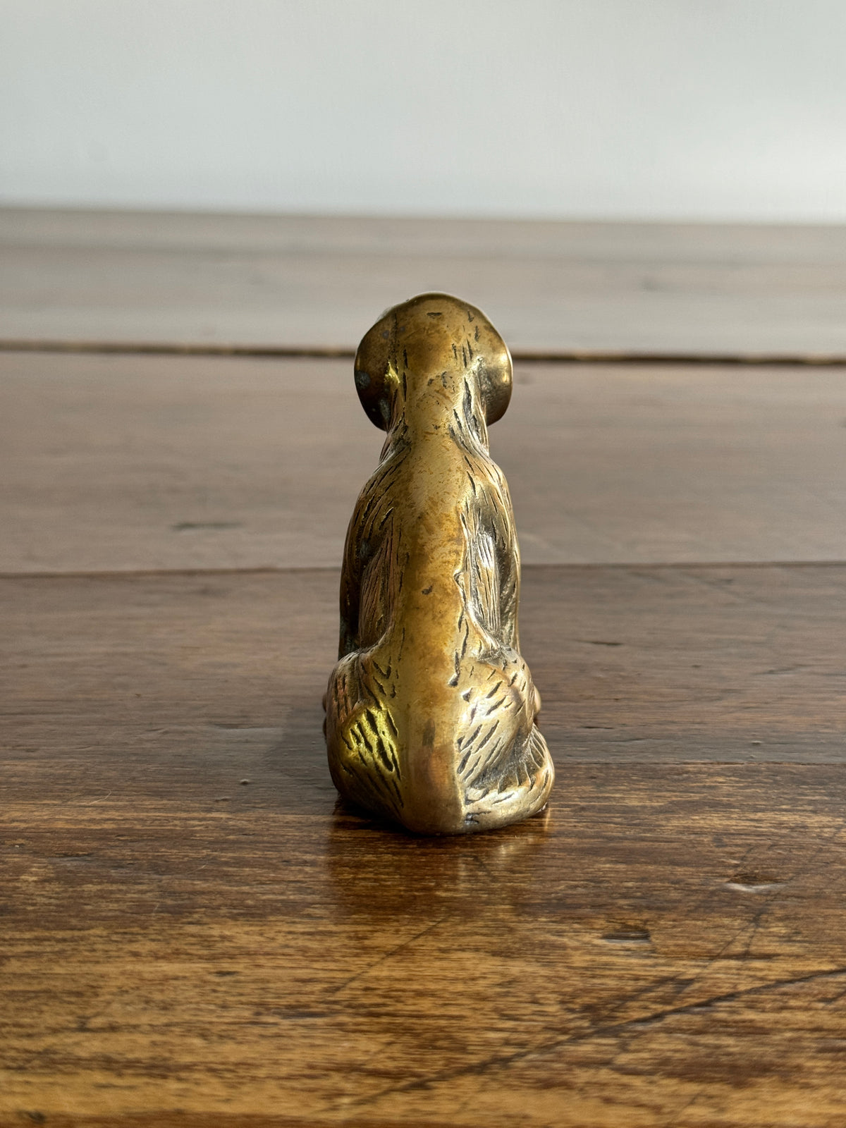 Vintage Sitting Brass Dog Figurine - Brass Dog Decor