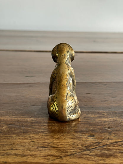 Vintage Sitting Brass Dog Figurine - Brass Dog Decor