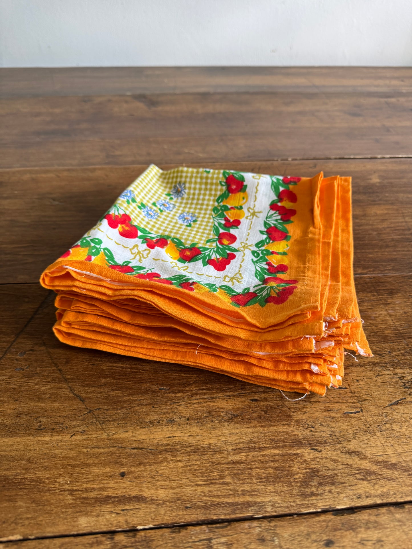 Colourful Fruit and Flowers Cloth Picnic Napkins - Set of 12