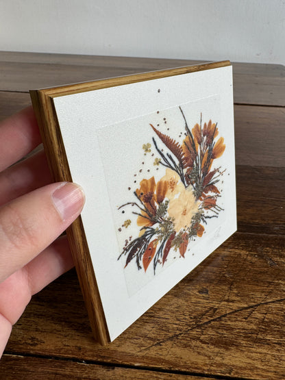 Vintage Henni Original Small Square Pressed Flower Art