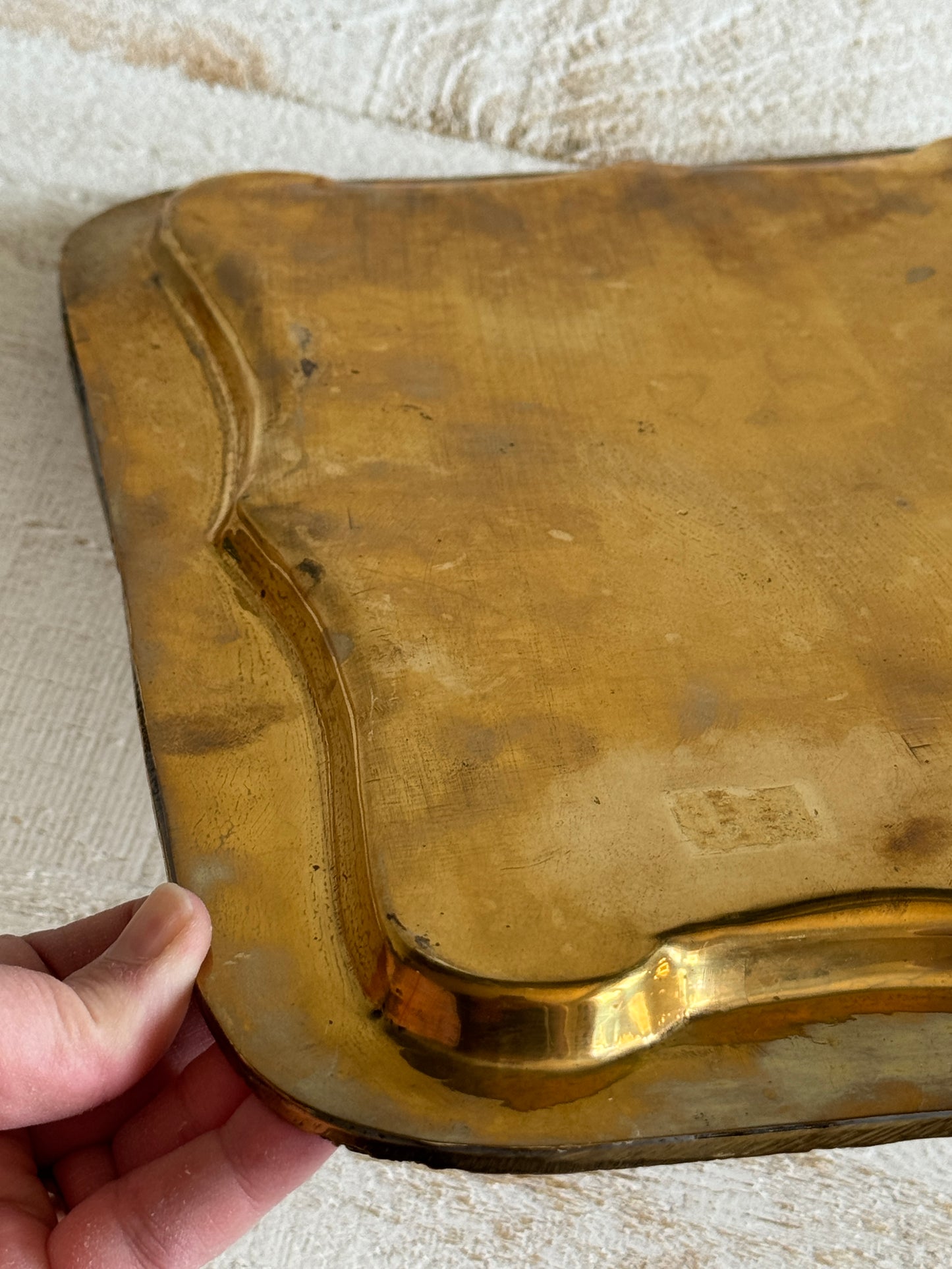 Vintage Brass Tray with Ornate Designed Edges - Vintage Brass Bowl - Made in India