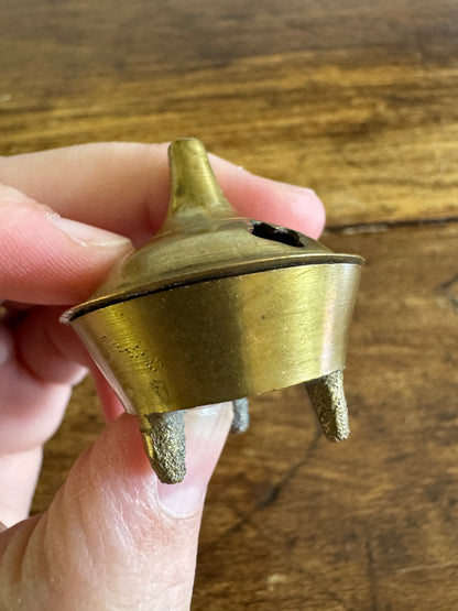 Mini Brass Cone Incense Holder with Lid