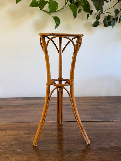 Small Table Top Bamboo and Wood Plant Stand - Bent Wood Plant Riser Small Table