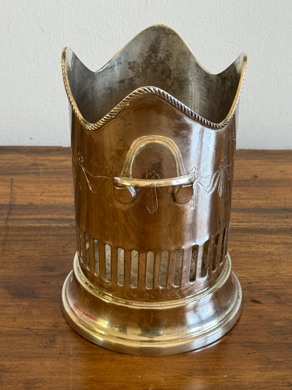 Vintage Silver Plated Bottle Holder Wine Caddy - Made in India