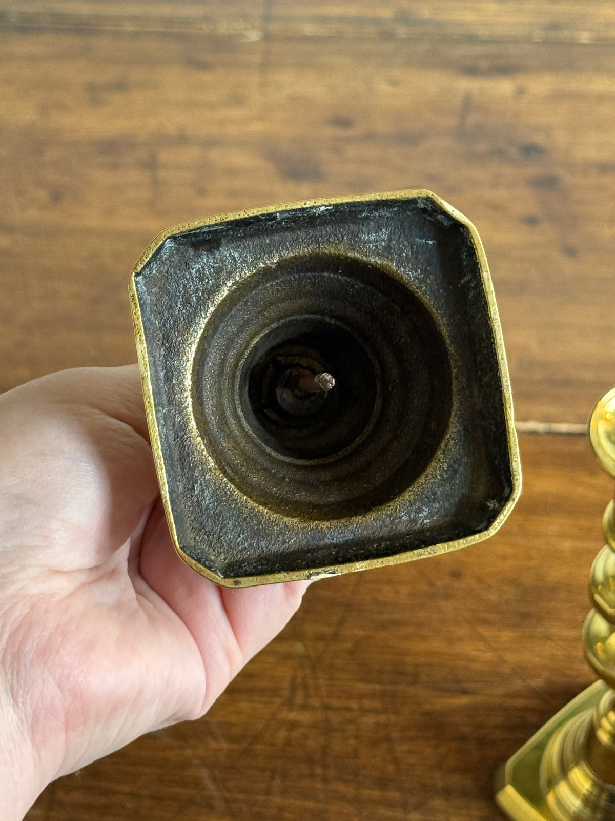 Vintage Brass Beehive Style Pair of Candlesticks