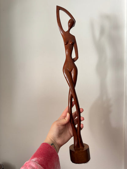 Vintage Wood Mid Century Female Form - Curvy Human Form Sculpture