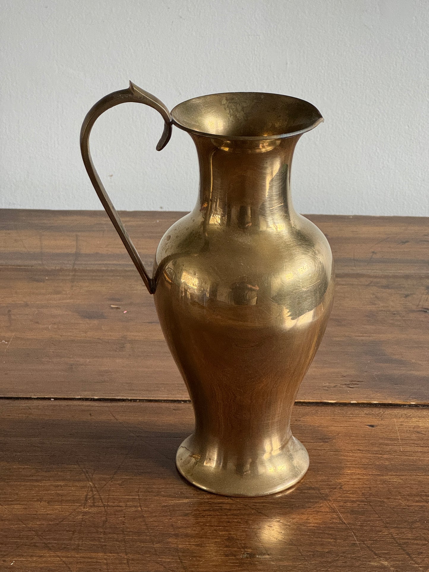 Vintage Brass Jug Vase with Handle - Made in India