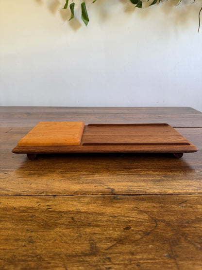 Wood Serving Board with Raised Platform and Edge Guards - Made in Canada