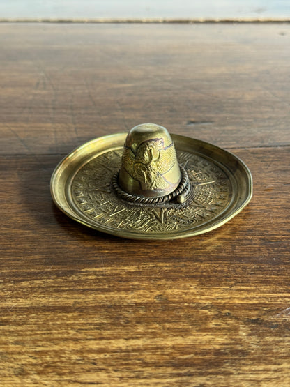 Vintage Detailed Brass Sombrero Hat Dish - Small Hat Trinket Dish